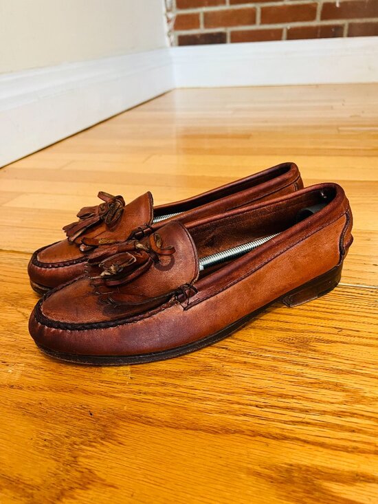 Polo Ralph Lauren Brown Leather Tassel Penny Loafers 8 Bench Made in Maine USA main image 14